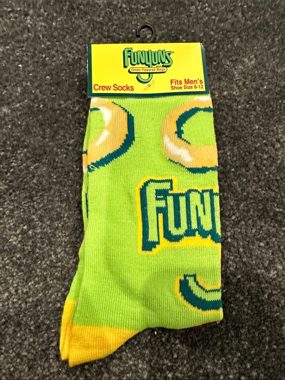 3/$25 Funyuns Logos Crew adult Socks soda funny crazy Novelty Socks bright green